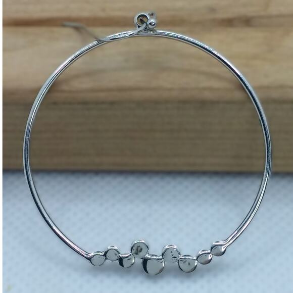 Lia Sophia Large Hoop Earrings Cut Crystal Silver Tone Vintage Dangle Drop Boho - Picture 7 of 11